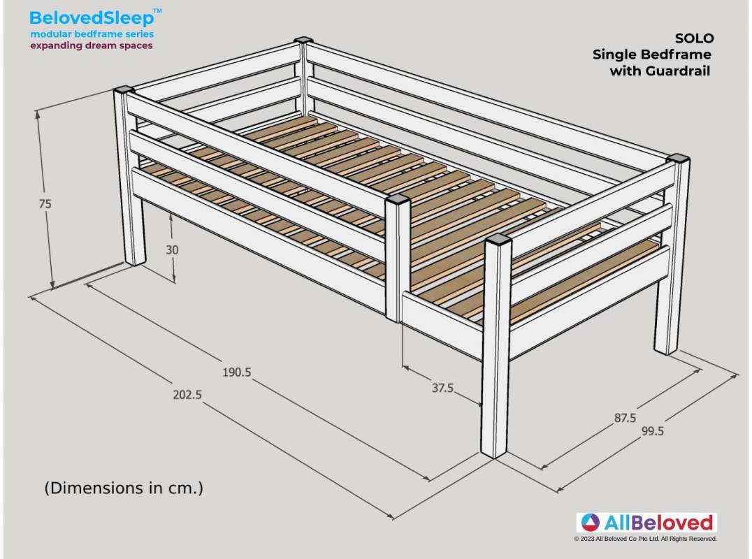 Single bed store with side rails